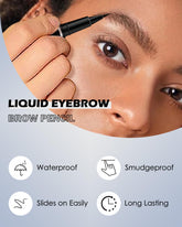 Liquid Eyebrow Pencil Eyeliner Pen-2Pcs Longlasting Waterproof Smudge-proof Multifunctional Quick Drying Eye Makeup Pen,Ultra-Fine Precision Water Brow Pen,Lift and Snatch Brow Tint Pen-01Gray Brown